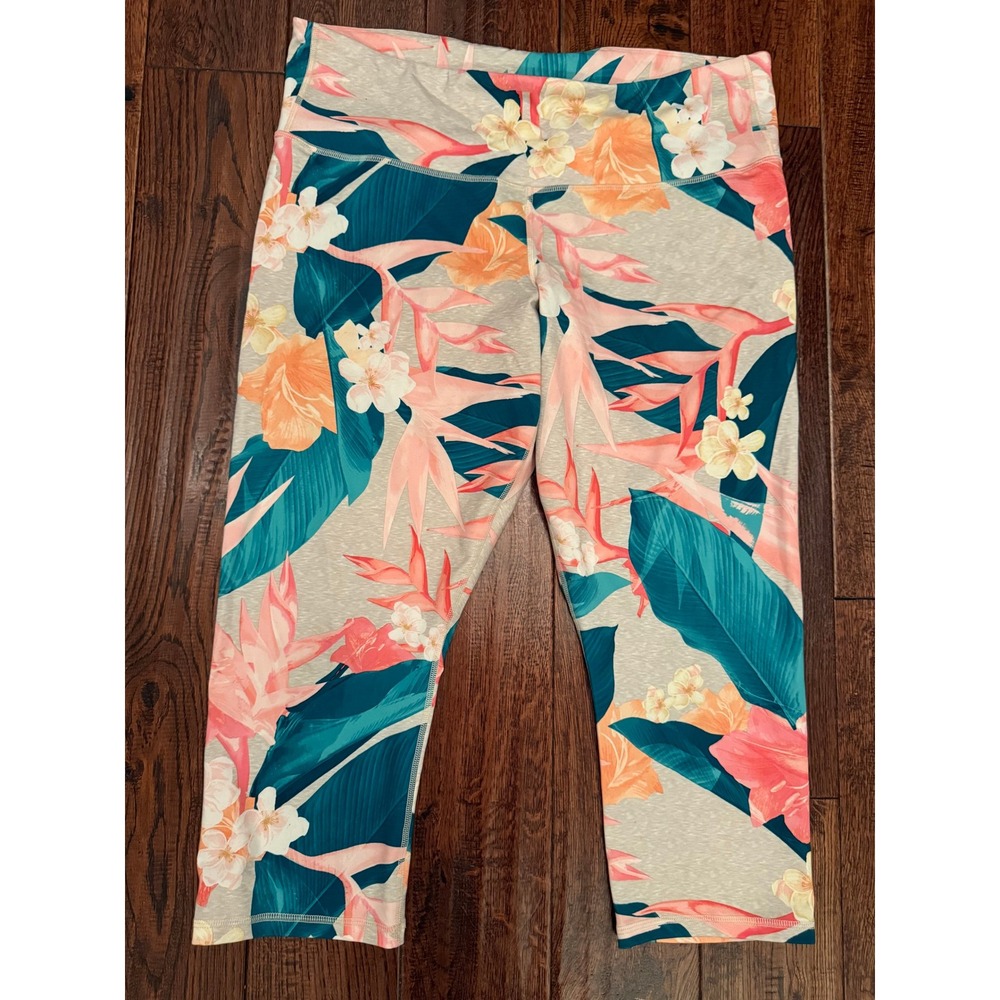 Old Navy Active Elevate Go-Dry Tropical Floral Crop Leggings Womens 2X Plus